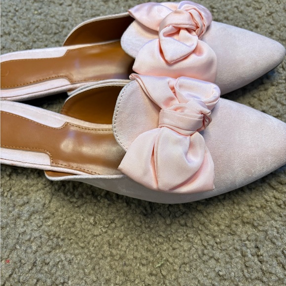 Women Slip On Comfortable Pointed Toe Loafers  Flats  Mules  Clogs  pink bow - Picture 4 of 9